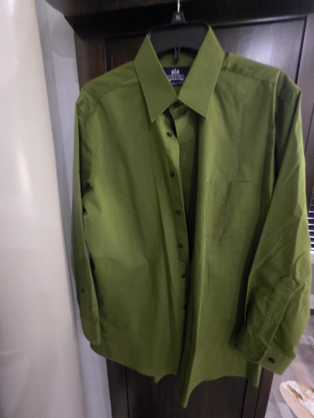 Stafford Olive Green Long-Sleeve Dress Shirt